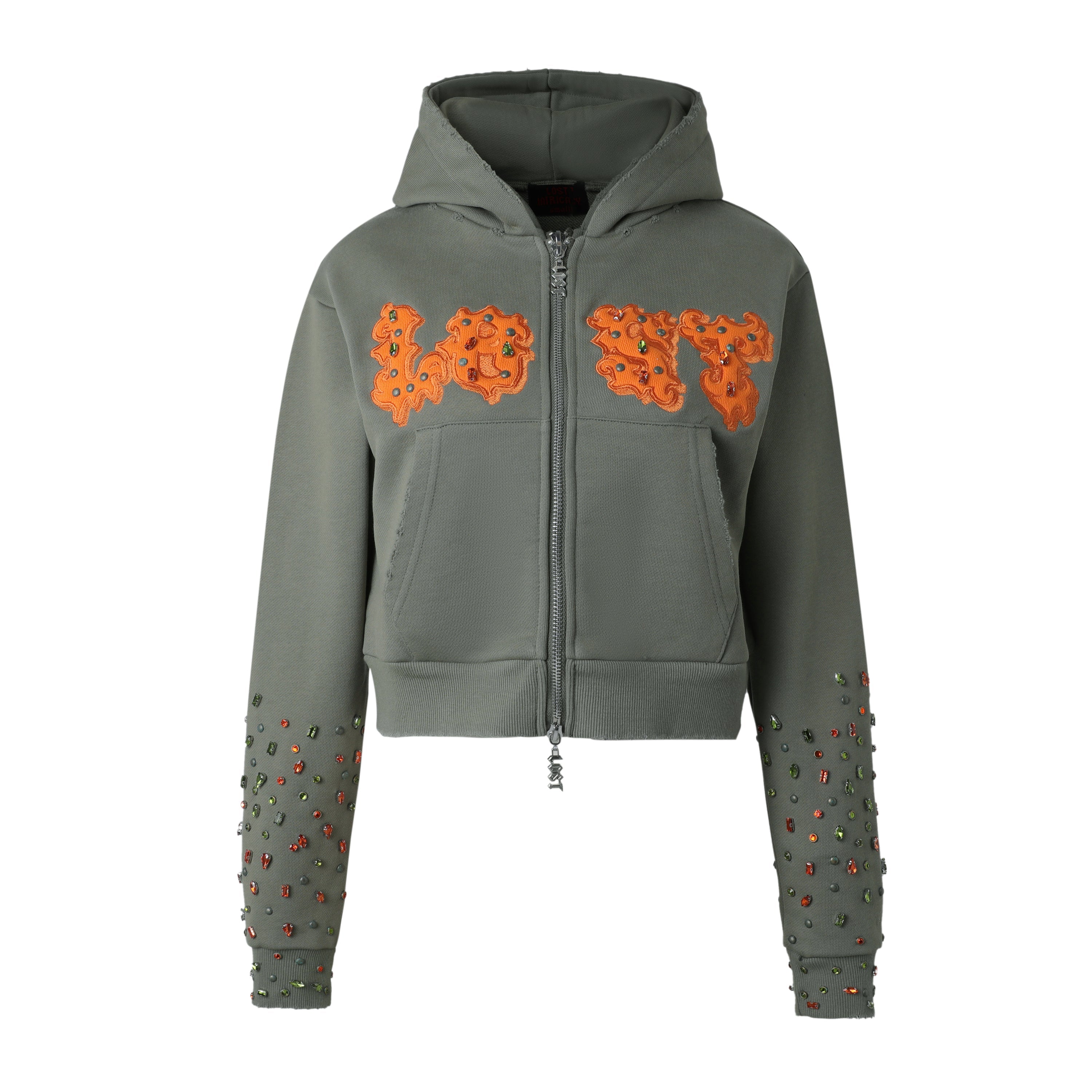 Women's Green/Orange Patch Zip Up