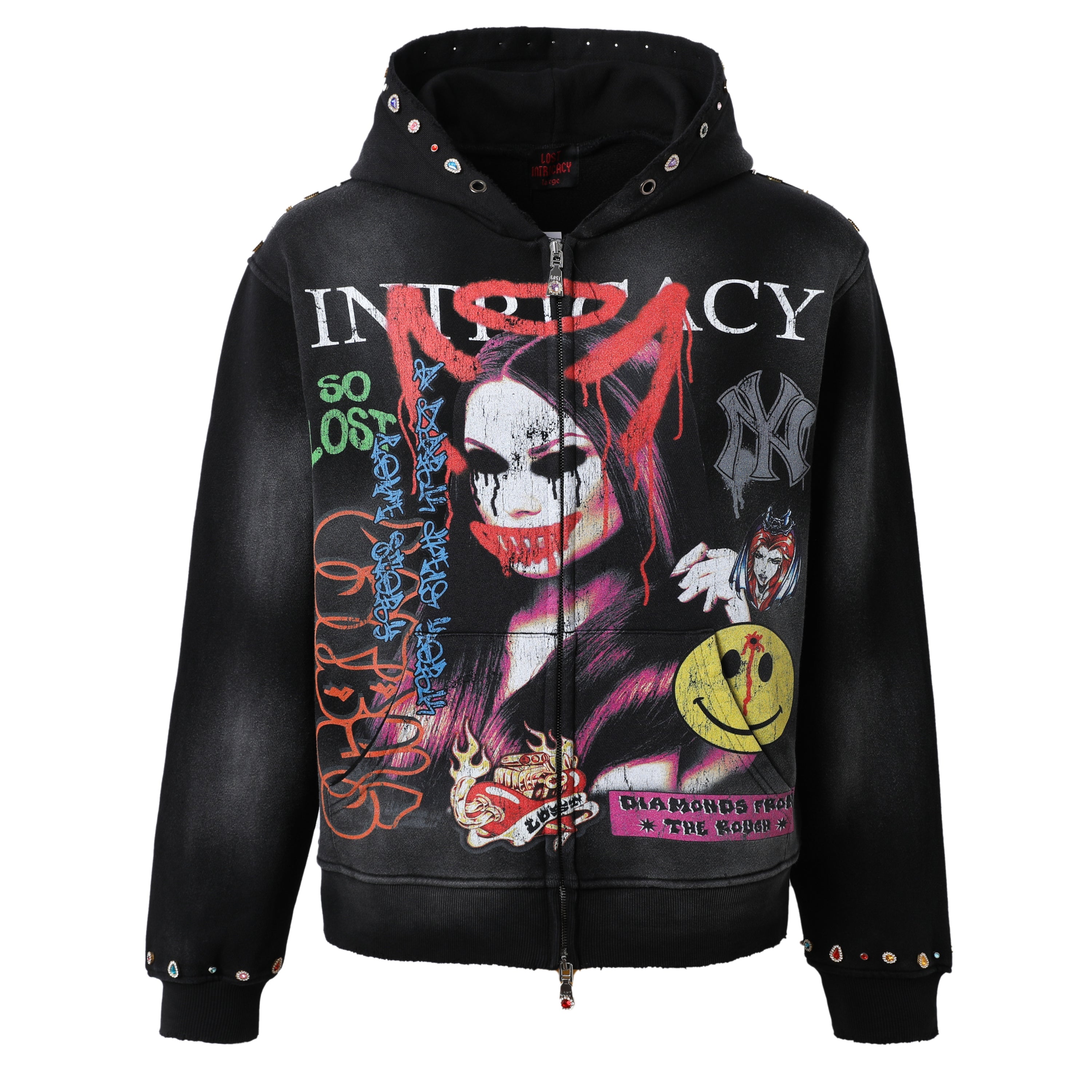 Black Front Page Mag Zip Up