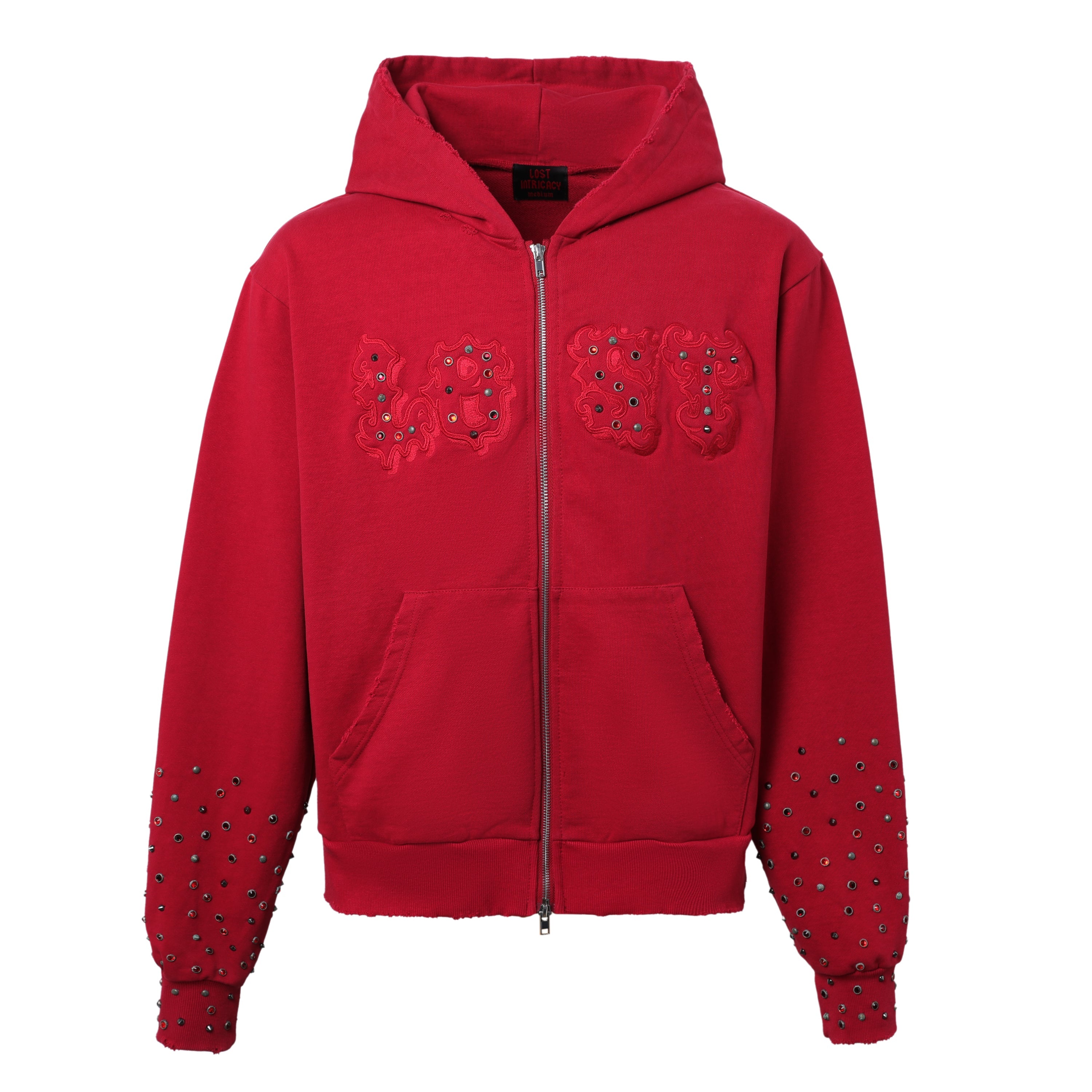 Washed Red Patch Zip Up