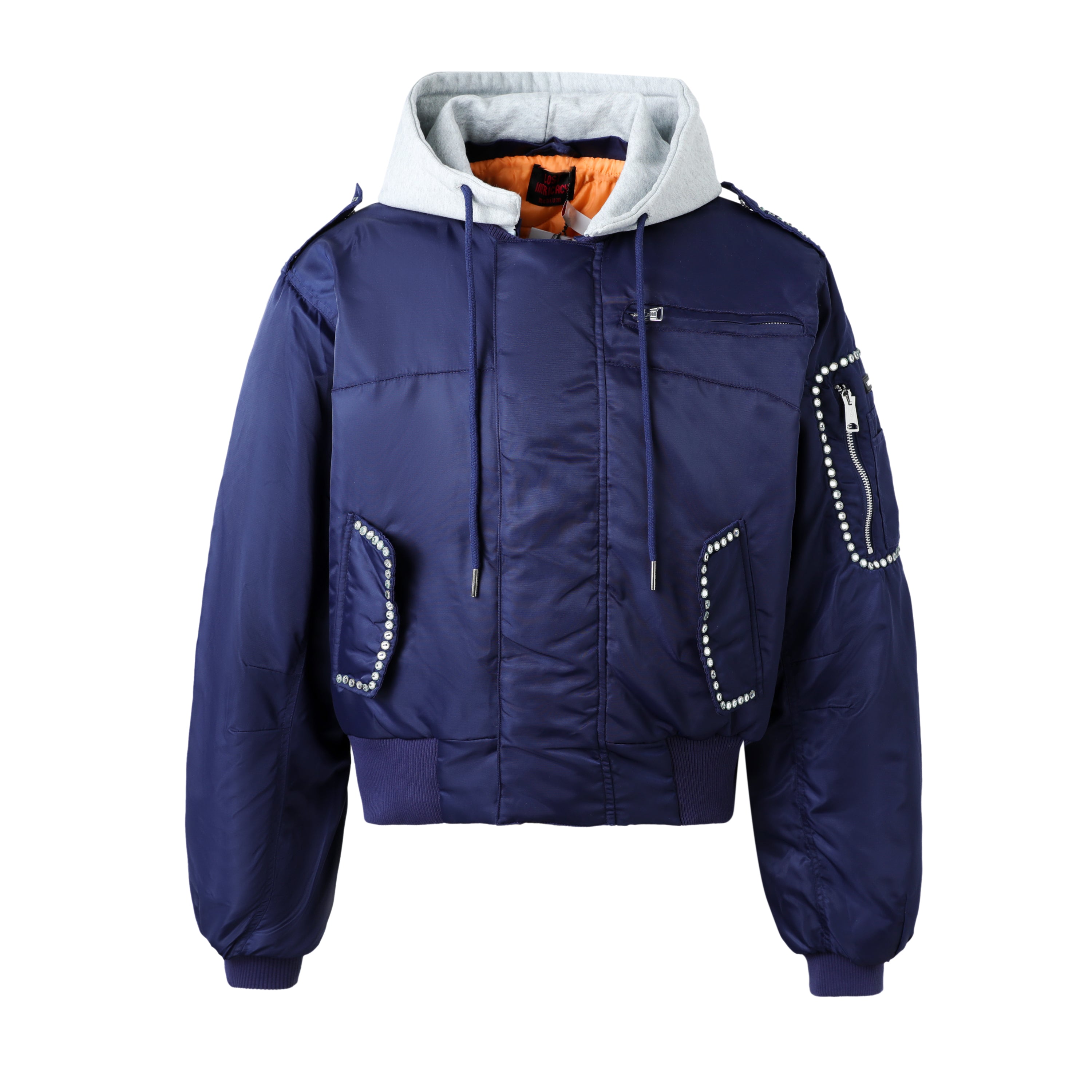Navy Blue Hooded Bomber