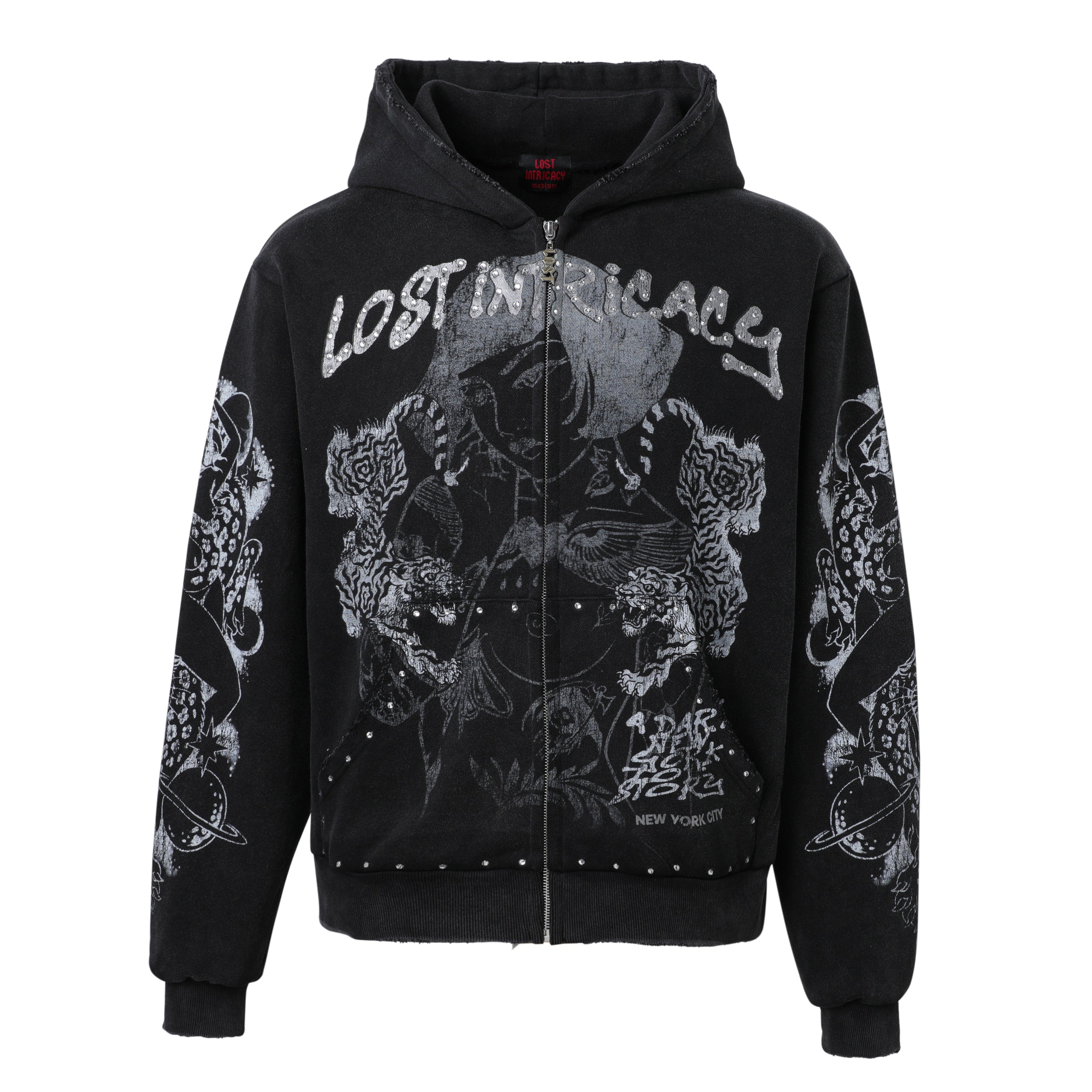 Black Twin Tiger Zip Up