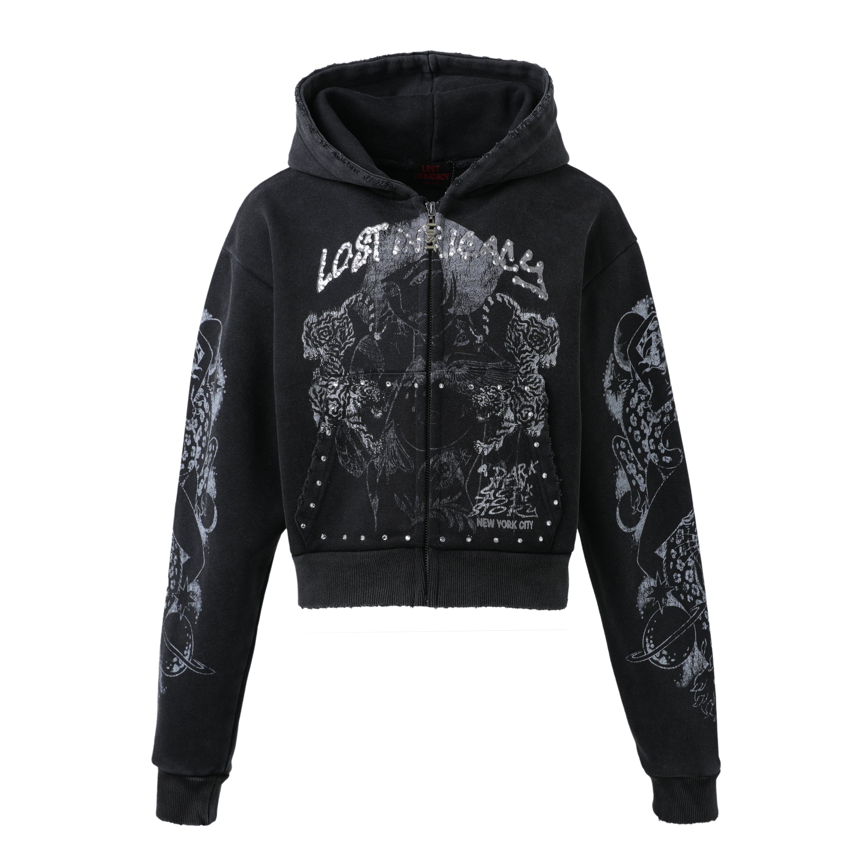 Women's Black Twin Tiger Zip Up