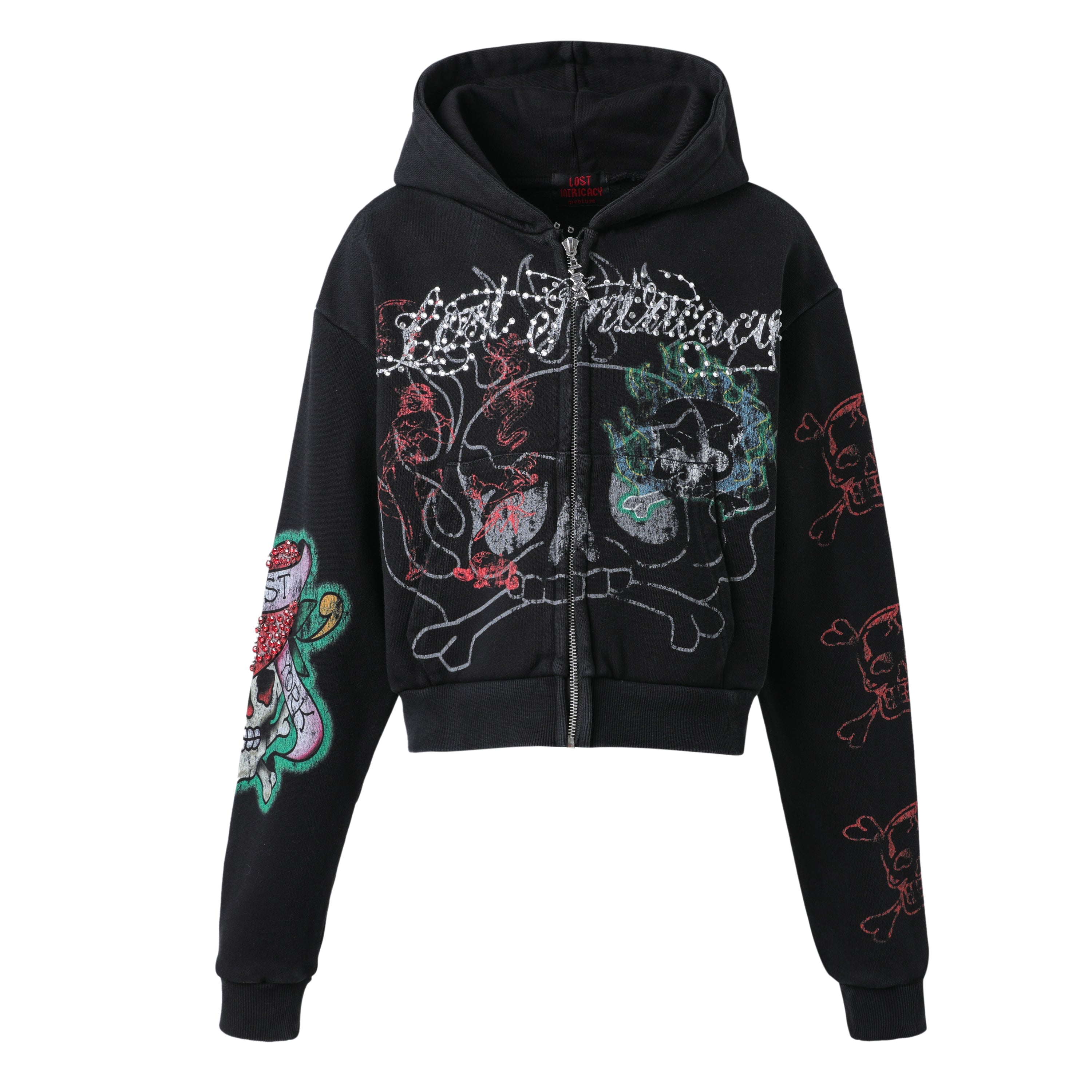 Women's Black Ink & Bones Zip Up