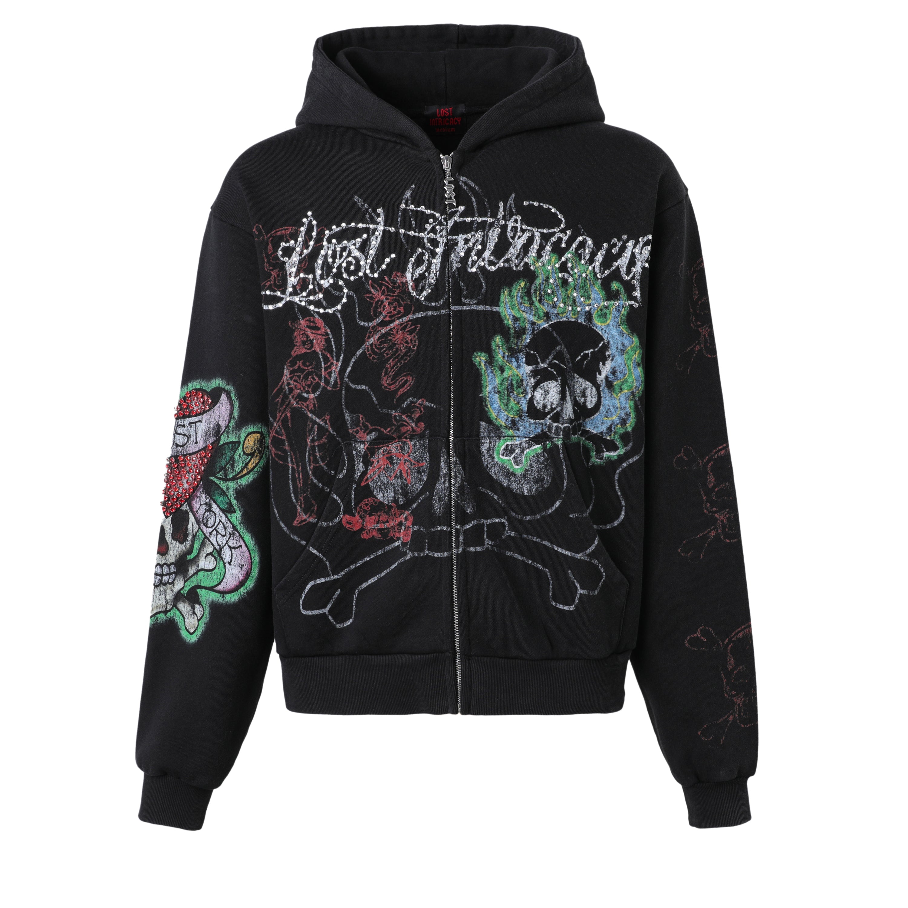 Black Ink & Bones Zip Up