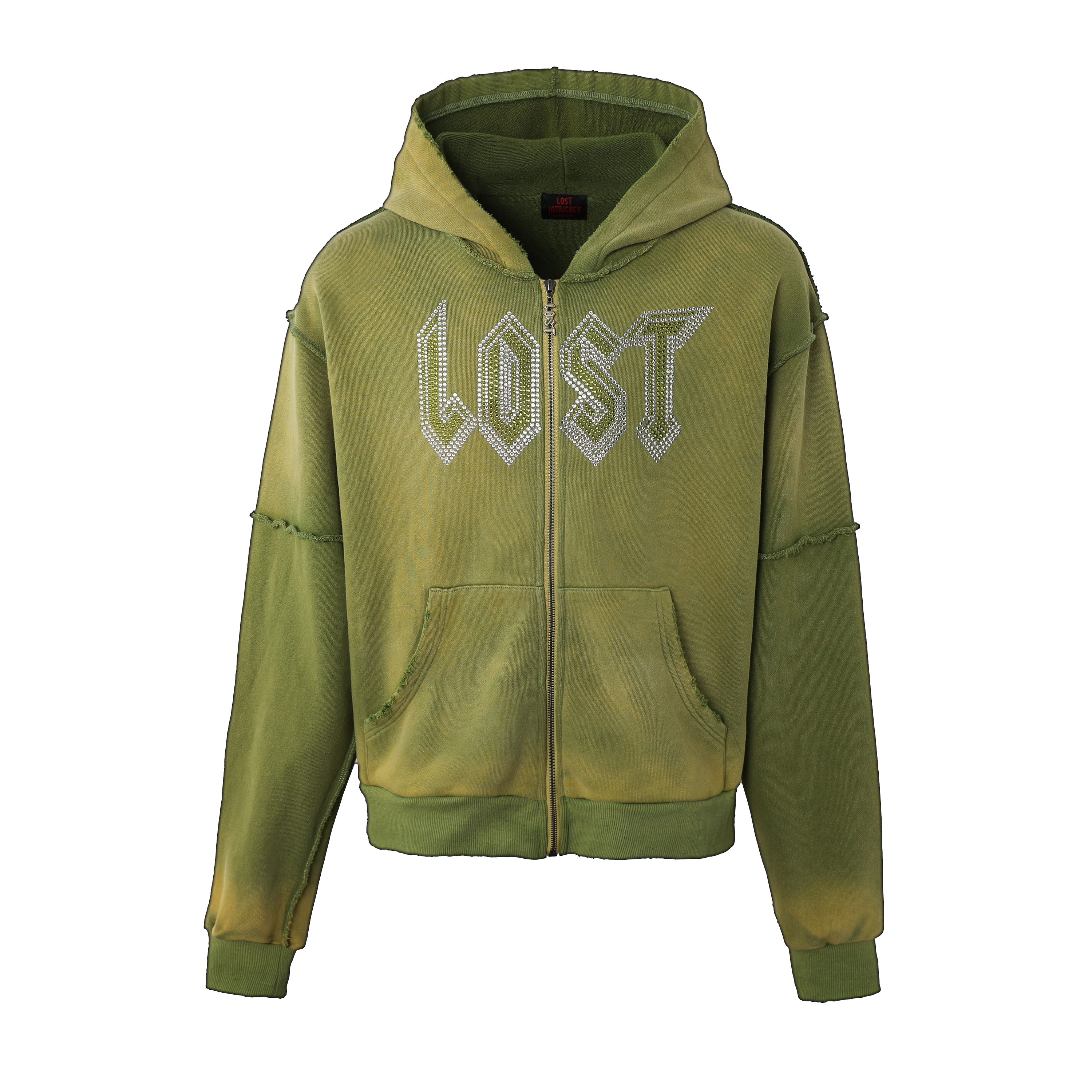 Green Rhinestone Zip Up